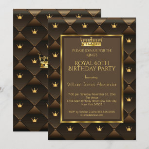Koning 60th Birthday Party Crown Gold Choc Brown Kaart