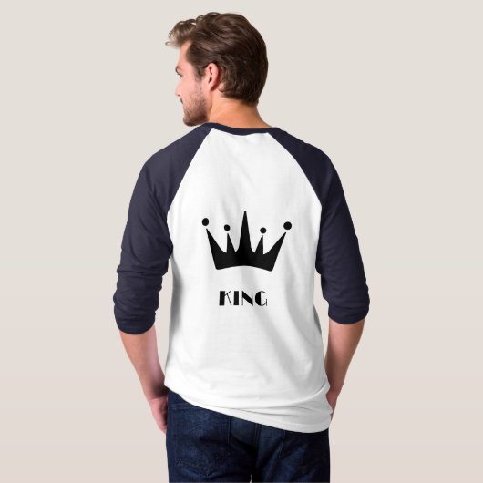 Koning aangepaste tekst kroon afbeelding Basic 3/4 T-shirt (Achterkant volledig)