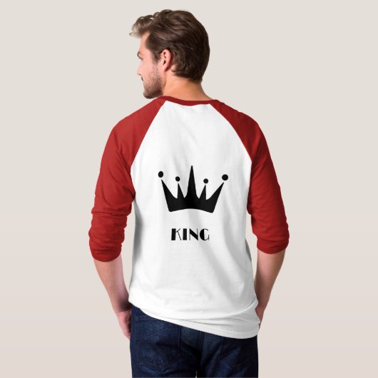 Koning aangepaste tekst kroon afbeelding Basic 3/4 T-shirt (Achterkant volledig)