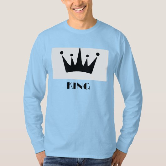 Koning aangepaste tekst kroon afbeelding lichtblau t-shirt (Voorkant)