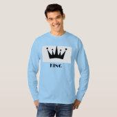 Koning aangepaste tekst kroon afbeelding lichtblau t-shirt (Voorkant volledig)