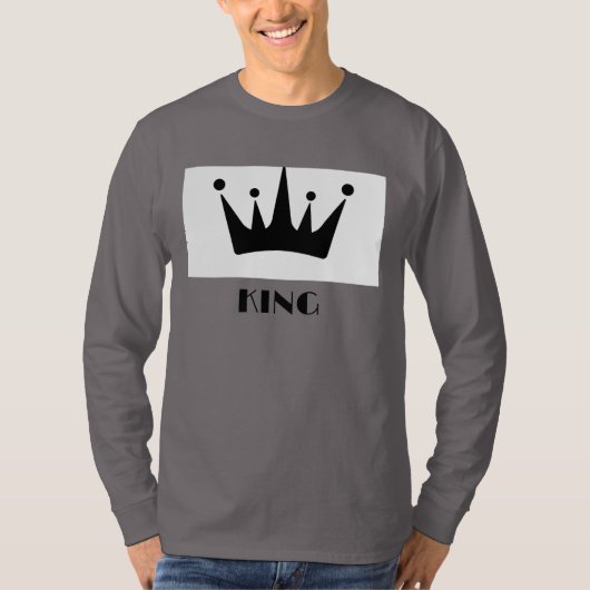 Koning aangepaste tekst kroon afbeelding rookgrijz t-shirt (Voorkant)