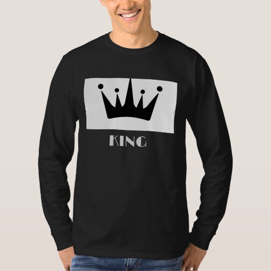 Koning aangepaste tekst kroon afbeelding zwart lan t-shirt (Voorkant)