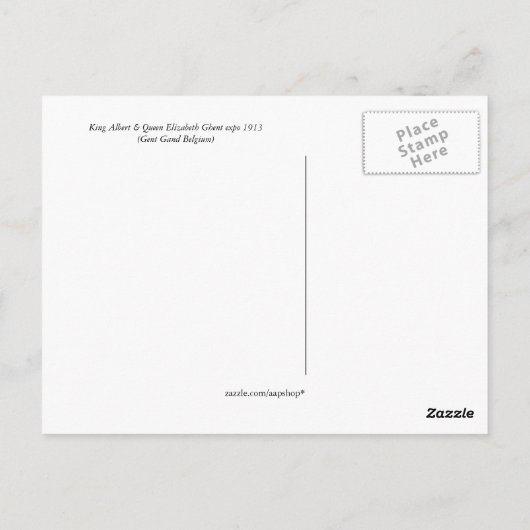 Koning Albert en koningin Elizabeth Gent expo 1913 Briefkaart (Achterkant)