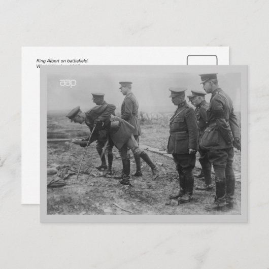 Koning Albert op slagveld Eerste Wereldoorlog Briefkaart (Voorkant / Achterkant)