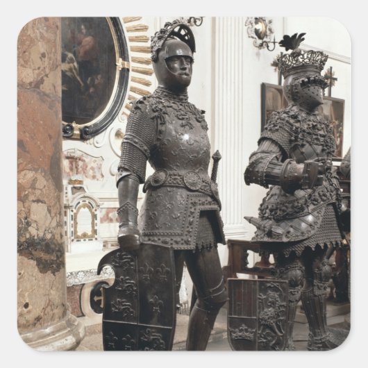 Koning Arthur, beeld van de graftombe van Maximili Vierkante Sticker (Voorkant)