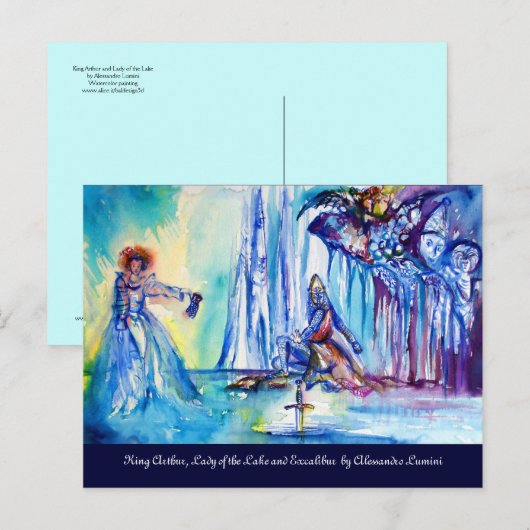 KONING ARTHUR, DAME VAN HET MEER EN EXCALIBUR BRIEFKAART (Voorkant / Achterkant)