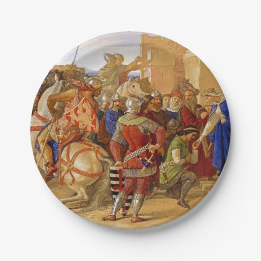 Koning Arthur en de Ridders van de Ronde Tafel Papieren Bordje (Voorkant)