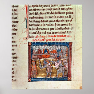 Koning Arthur en Guinevere kijken naar een Poster