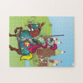 Koning Arthur medievil ridder en paard Legpuzzel (Horizontaal)
