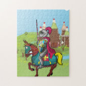 Koning Arthur medievil ridder en paard Legpuzzel (Verticaal)