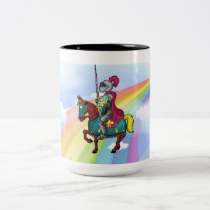 Koning Arthur medievil ridder en paard Tweekleurige Koffiemok