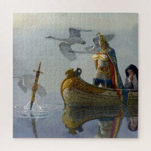 “Koning Arthur neemt het zwaard” door NC Wyeth Legpuzzel