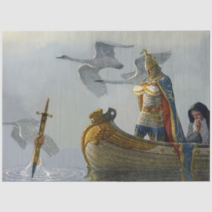 “Koning Arthur neemt het zwaard” door NC Wyeth Tissuepapier