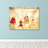 Koning Arthur op zijn troon omringd Canvas Afdruk (Insitu (Houten vloer))