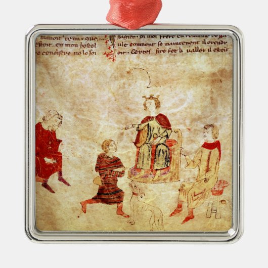 Koning Arthur op zijn troon omringd Metalen Ornament (Voorkant)