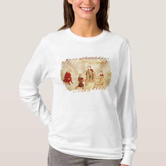 Koning Arthur op zijn troon omringd T-shirt (Voorkant)