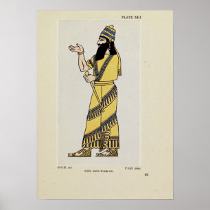 Koning Assur-Nasir-Pal Oud-Assyrische kledij  Poster