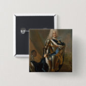 Koning Augustus II van Polen, vóór 1730 Vierkante Button 5,1 Cm (Voorkant /achterkant)