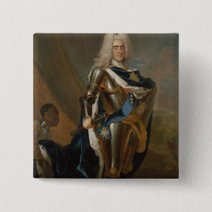Koning Augustus II van Polen, vóór 1730 Vierkante Button 5,1 Cm