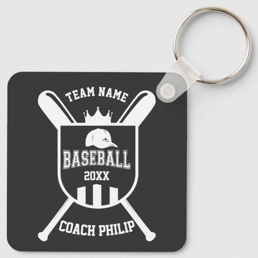 koning Baseball coach team einde seizoen aangepast Sleutelhanger (Achterkant)