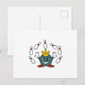 Koning bij bowlen met kegel briefkaart (Voorkant / Achterkant)