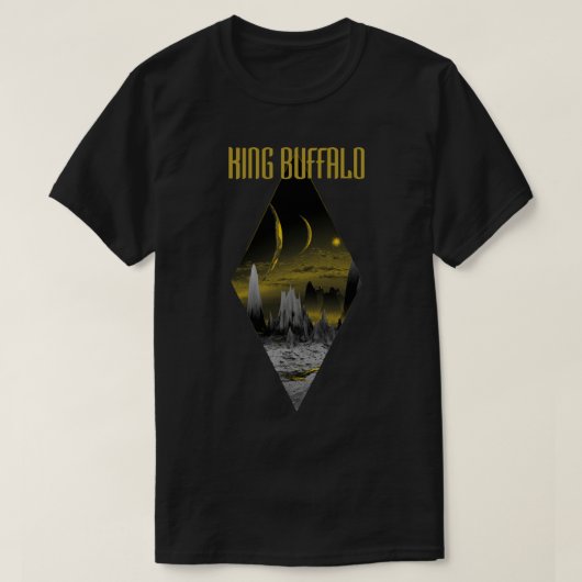 Koning Buffalo, zwart geel, zon, bergen Klassiek T-shirt (Design voorkant)