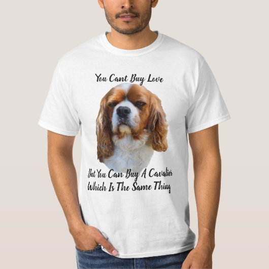 koning Charles Cavalier spaniel Dog gezicht en Log T-shirt (Voorkant)