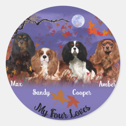 Koning Charles Cavalier Spaniel Herfst Sticker (Voorkant)
