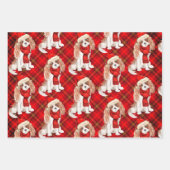 Koning Charles Cavalier Spaniel Kerst Hond Plaid Inpakpapier Vel (Voorkant 3)