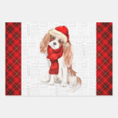 Koning Charles Cavalier Spaniel Kerst Hond Plaid Inpakpapier Vel (Voorkant)