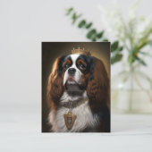 Koning Charles Cavalier Spaniel met kroonBriefkaar Briefkaart (Staand voorkant)