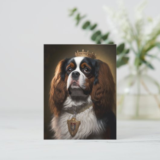 Koning Charles Cavalier Spaniel met kroonBriefkaar Briefkaart (Staand voorkant)