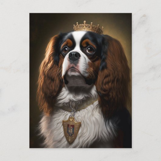 Koning Charles Cavalier Spaniel met kroonBriefkaar Briefkaart (Voorkant)