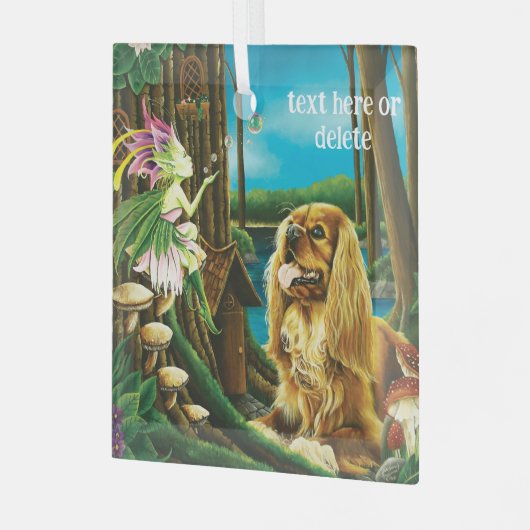 Koning Charles Cavalier Spaniel Sprite Fantasy Glas Ornament (Voorkant links)