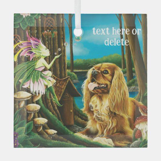 Koning Charles Cavalier Spaniel Sprite Fantasy Glas Ornament (Voorkant)