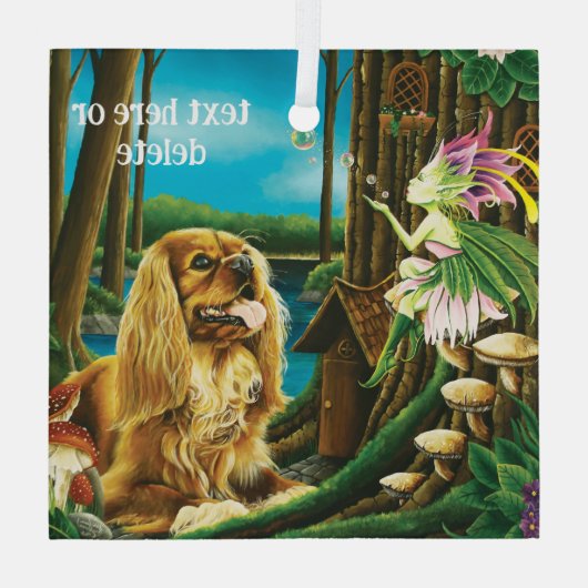 Koning Charles Cavalier Spaniel Sprite Fantasy Glas Ornament (Achterkant)