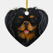 Koning Charles Cavalier Spaniel zwart en tan Keramisch Ornament (Voorkant)