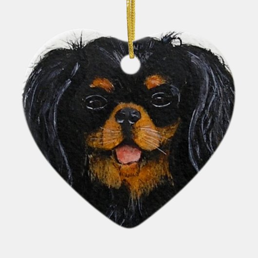 Koning Charles Cavalier Spaniel zwart en tan Keramisch Ornament (Voorkant)