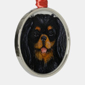 Koning Charles Cavalier Spaniel zwart en tan Metalen Ornament (Rechts)