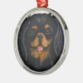 Koning Charles Cavalier Spaniel zwart en tan Metalen Ornament (Links)