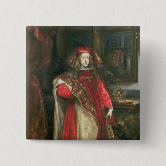 Koning Charles II van Spanje Vierkante Button 5,1 Cm (Voorkant)