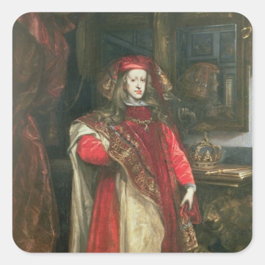 Koning Charles II van Spanje Vierkante Sticker (Voorkant)