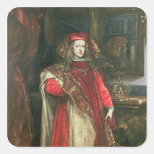 Koning Charles II van Spanje Vierkante Sticker