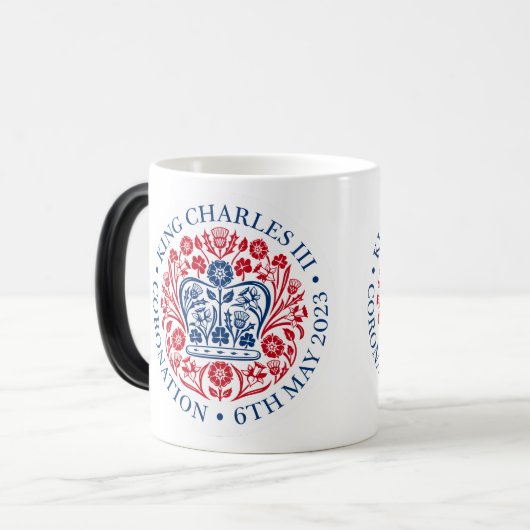 Koning Charles III 3e officiële Logo Mok. Magische Mok (Voorkant links)