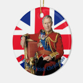 Koning Charles III Britse vlag Kerstmis Groet Keramisch Ornament (Links)