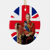 Koning Charles III Britse vlag Kerstmis Groet Keramisch Ornament (Rechts)