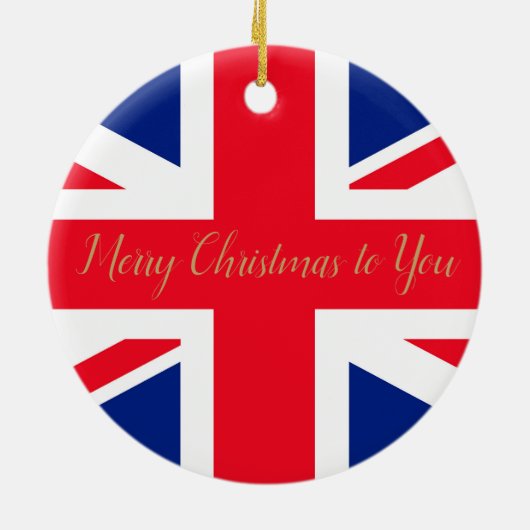 Koning Charles III Britse vlag Kerstmis Groet Keramisch Ornament (Achterkant)