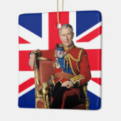 Koning Charles III Britse vlag Kerstmis Groet Keramisch Ornament (Links)