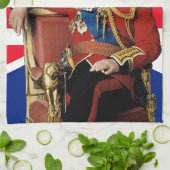Koning Charles III Britse vlag Kerstmis Groet Theedoek (Gevouwen)